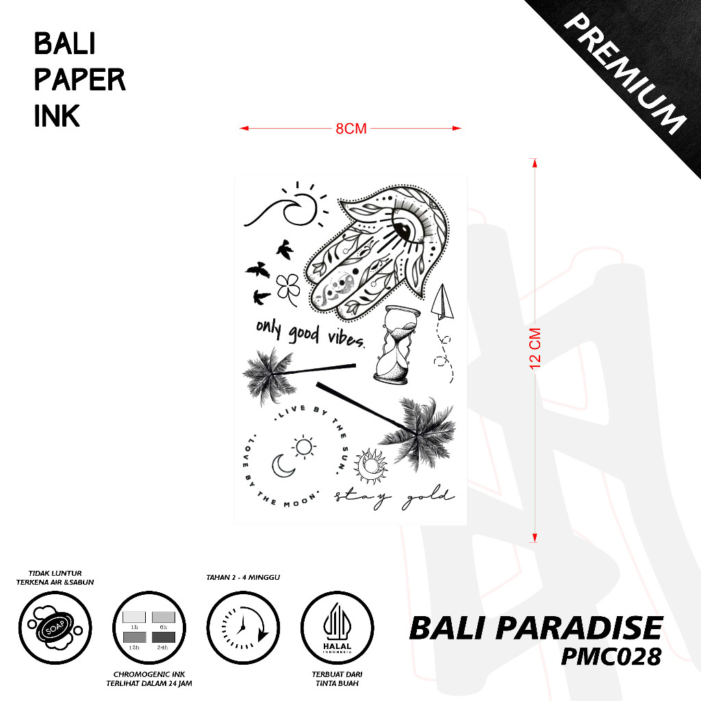Bali Paper Ink PMC028 Bali Paradise Set Fruit Ink Tatto Temporary Premium Tato Temporer