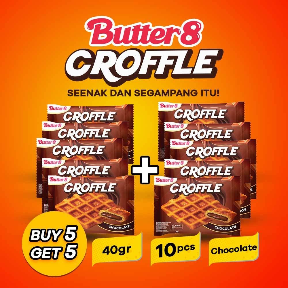 

[ BUTTER8 ] BELI 5pcs GRATIS 5pcs Croffle Chocolate Snack Premium Kekinian Ready to Eat 40gr