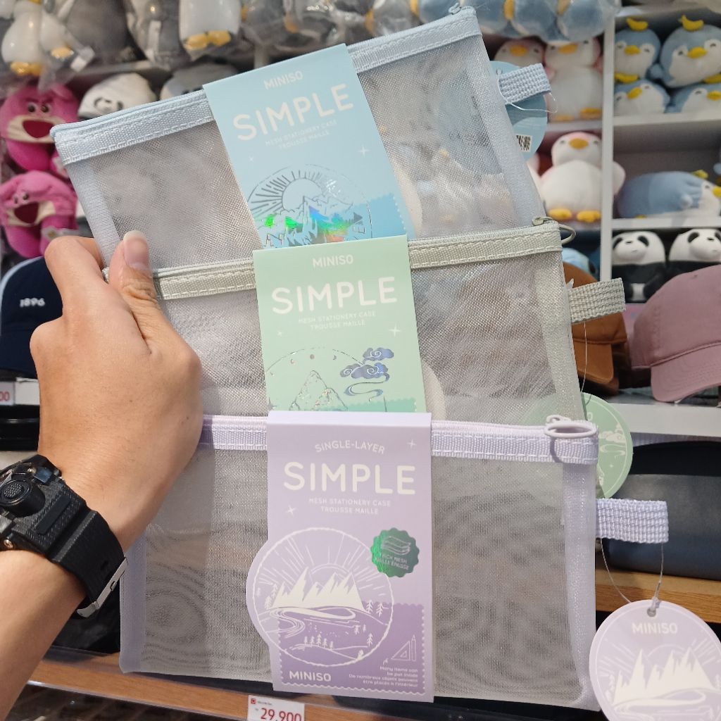 

MINISO A6 Single-layer Simple Mesh Stationery Case KOTAK PENSIL PULPEN PENYIMPANAN ALAT TULIS