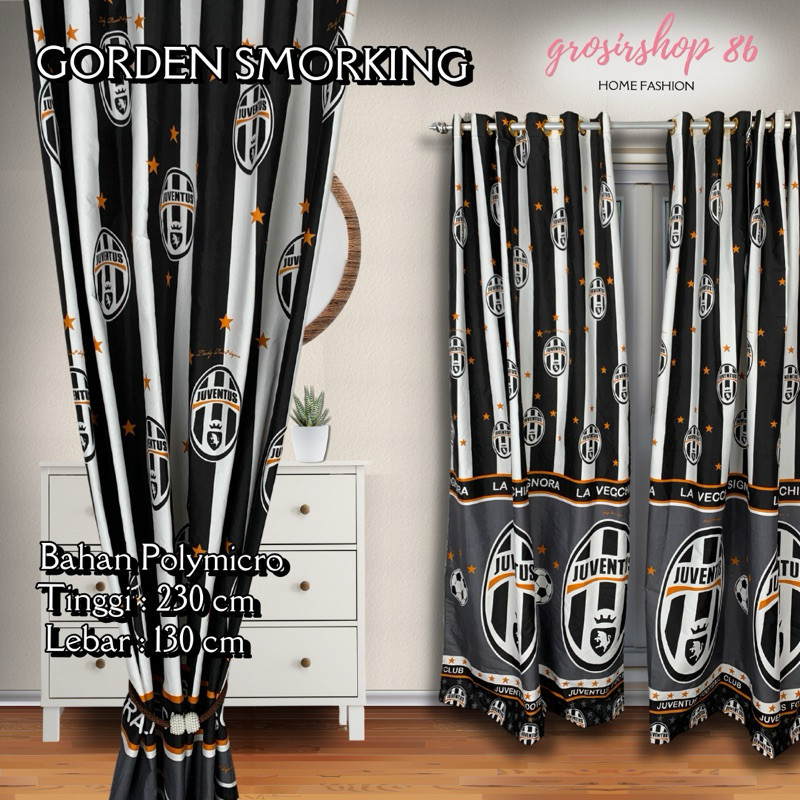 KLIMAUSHOP Gorden Smokring 12 Ring Polymicro Pintu Atau Jendela Motif Bola Juventus