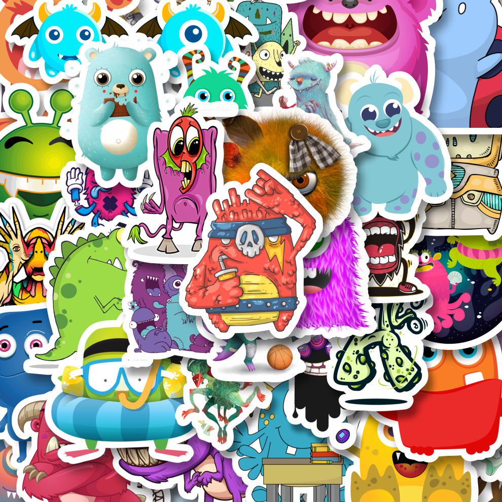 

100PCS Lucu Stiker Monster Art Illustration Karakter Mix 2 Stiker Aesthetic Stiker Anti Air Stikers Berperekat Waterproof sticker decal buat Motor Helm Buku Journal Koper Casing HP Laptop Botol Minum Hadiah anak