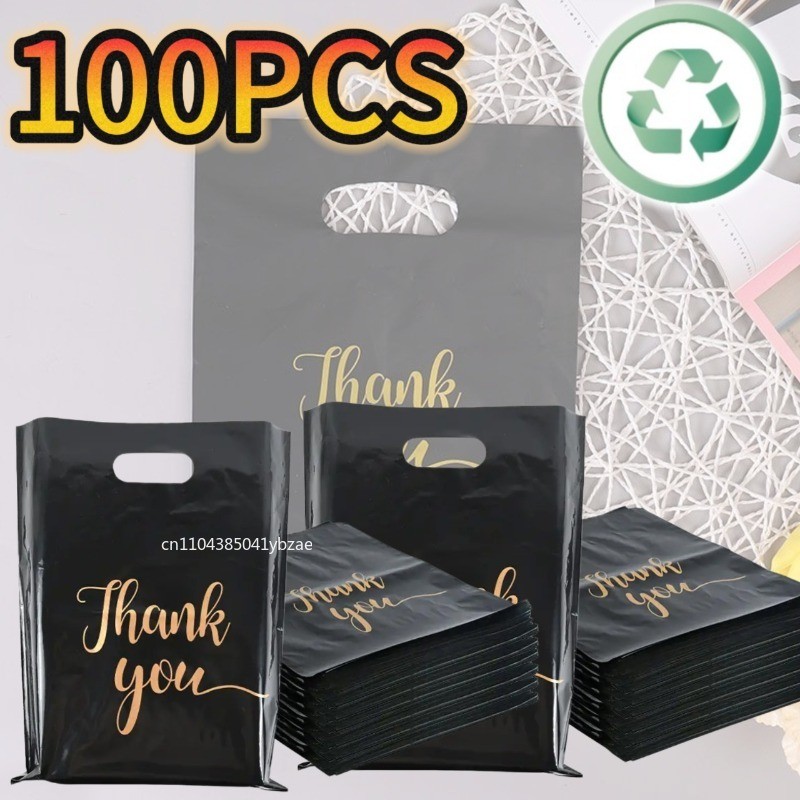 

1-100pcs Extra Thick Reusable Plastic Thank You Bags Perfect Gifts Retail Shopping Party Bags Sturdy and Durable Longlasting Use