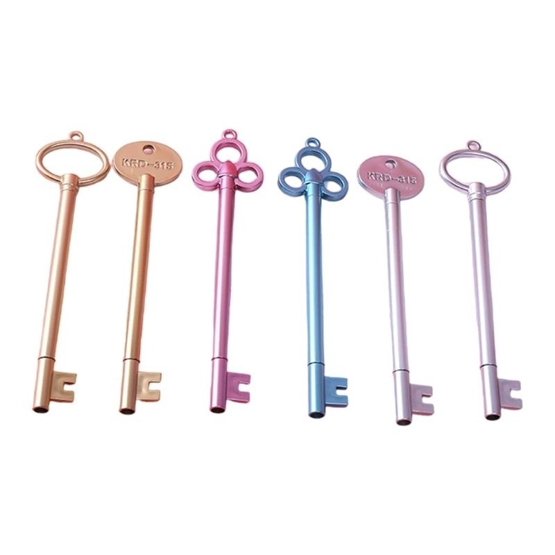 

6Pcs Vintage Key Shaped Gel Pen, 0.38MM Needle Tip Smooth To Write for Office