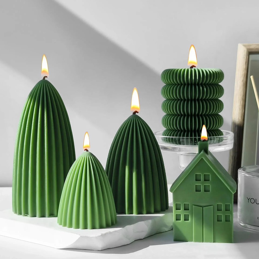 

Striped Post Candle Silicone Mold Aromatherapy Candle Geometric Plaster Decoration DIY Geometric Striated Column Mould