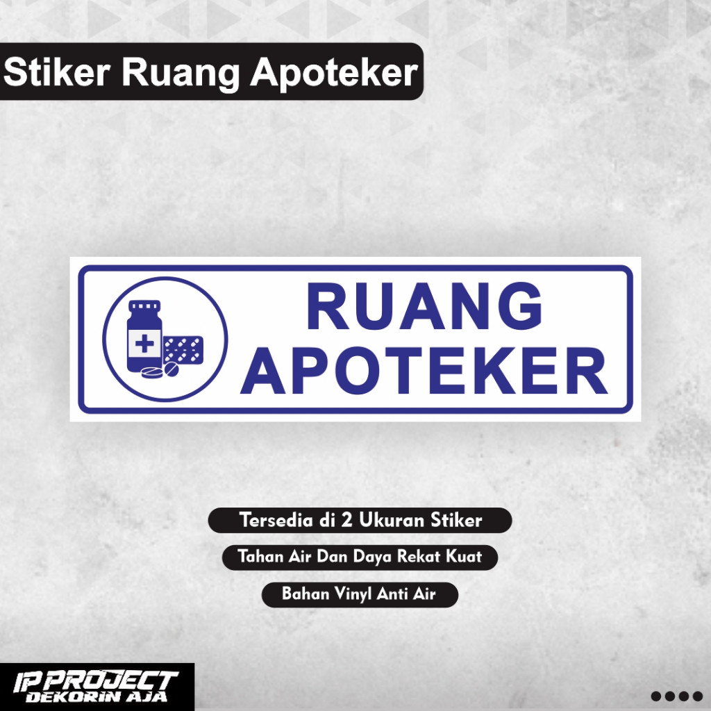 

Stiker Ruang Apoteker / Stiker Apotek / Apotik / Stiker Obat / Stiker Klinik / Stiker Puskesmas