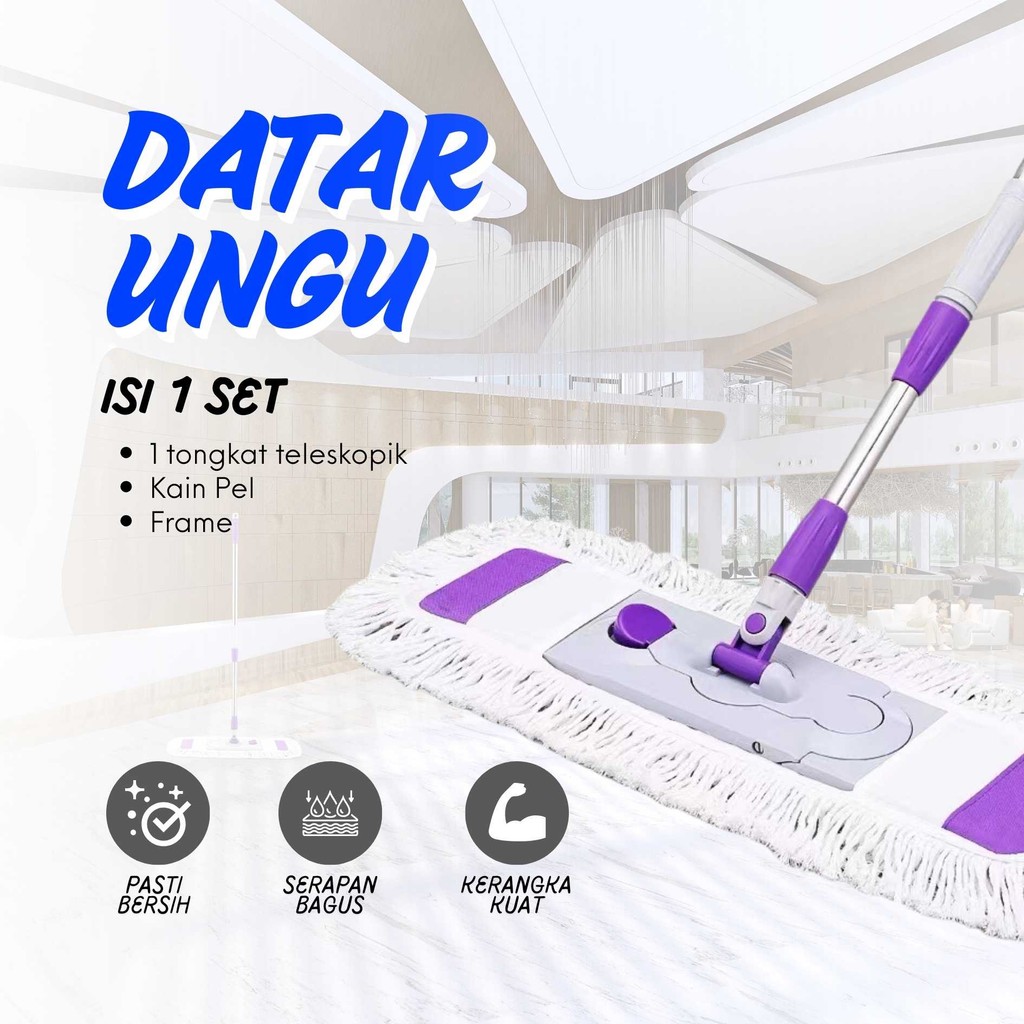 Pel Lantai Datar Pusat Perbelanjaan Lobby Hotel Rumah - Bisa Basah Dan Kering - Kain Pel Bisa Reffil