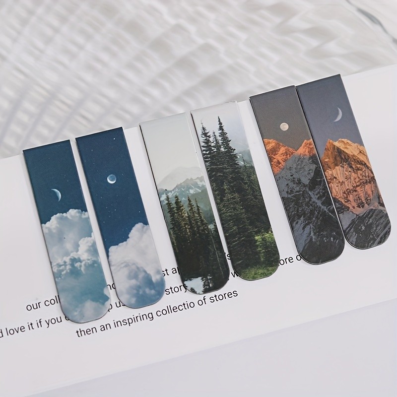 

2pcs/pack Magnetic bookmark beautiful scenery clouds simple literary pattern bookmark Reading tool School office supplies