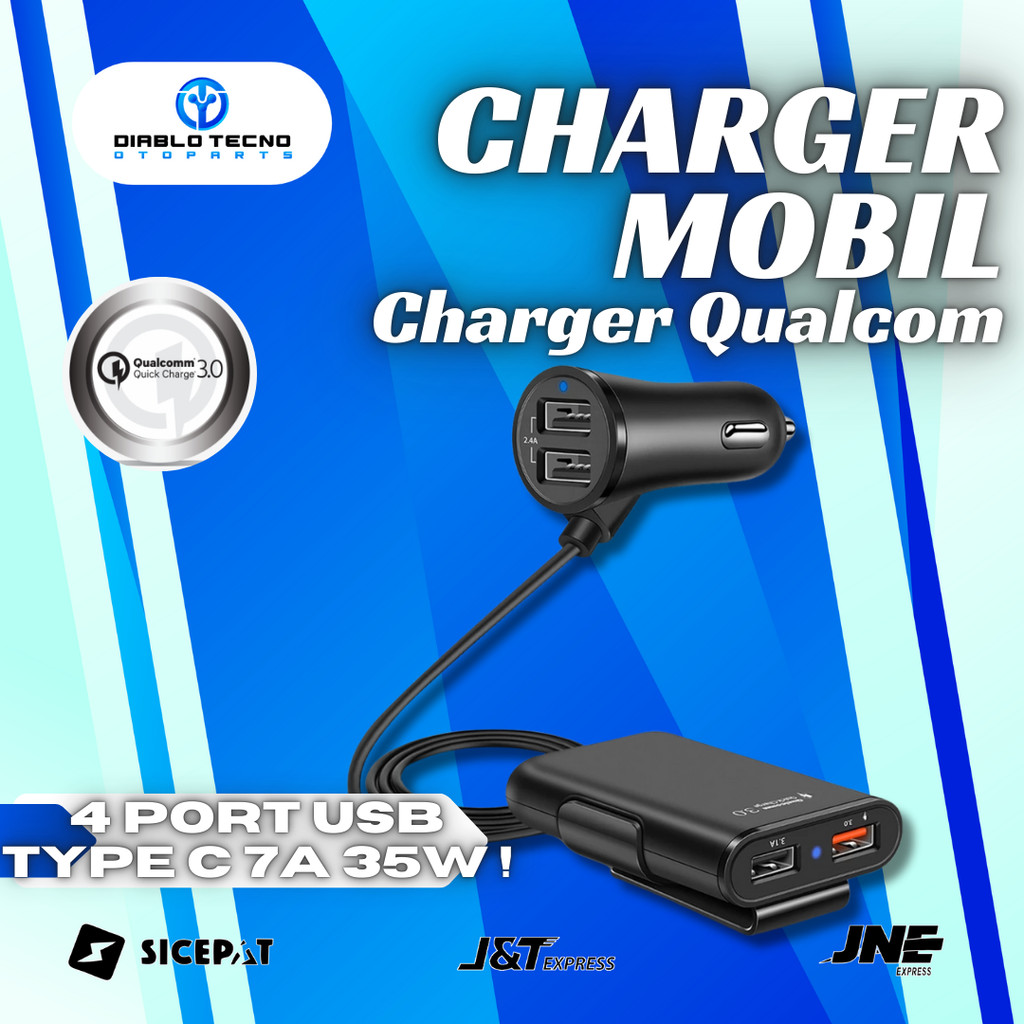 Charger Mobil  Fast Charging 3.1A 4 Port USB Qualcomm Quick Charge Teknologi CHG1