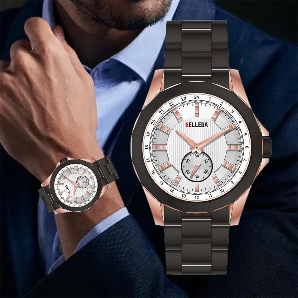 CC WATCH BELLEDA 9093 Jam Tangan Pria Anti Air Original Rantai Keren Terbaru Mewah Luxury Stainless 