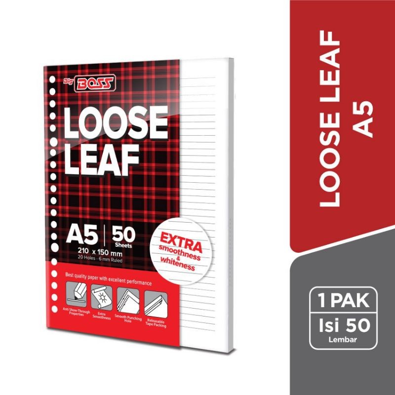 

Kertas Loose Leaf A5-50 Bigbos ( 1pak/50lbr )