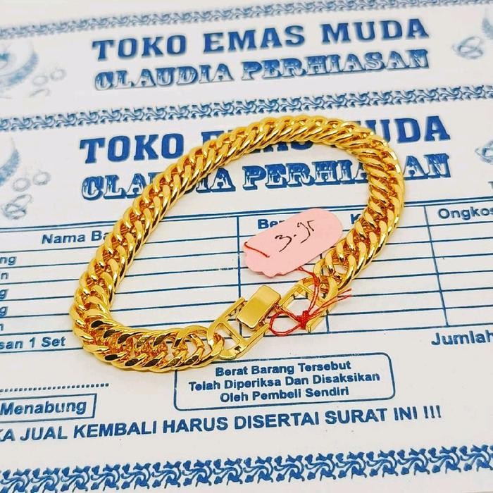 GELANG RANTAI BAHAN BERLAPIS EMAS 5GRAM KADAR 700 ADA SURAT