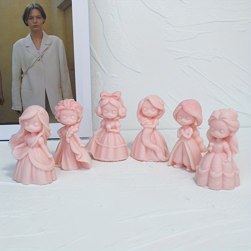 

3D Princess Candle Mold DIY Cute Princess Plaster Doll Scented Candle Ornament Making Tool Princess Home Décor Handicrafts Gifts