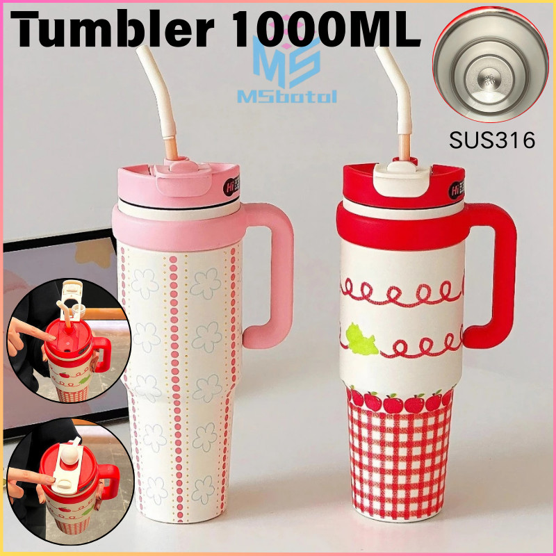 【COD】Gelas Travel Stainless Steel 1000ml, Tahan Panas/dingin, Botol Air Minum Portabel, Bahan Stainl