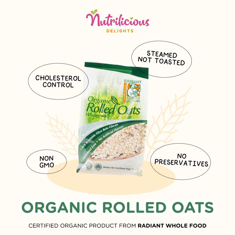 

Organic Rolled Oats Radiant 500 Gram Oat Gandum Utuh Havermut Organik