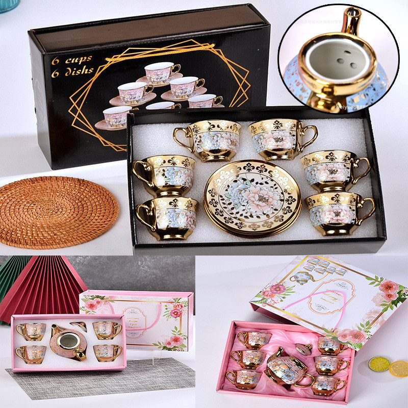 

Gaya Eropa Hampers Kado Cangkir Keramik Set 6 in 1/Set Teko Cangkir Piring Keramik