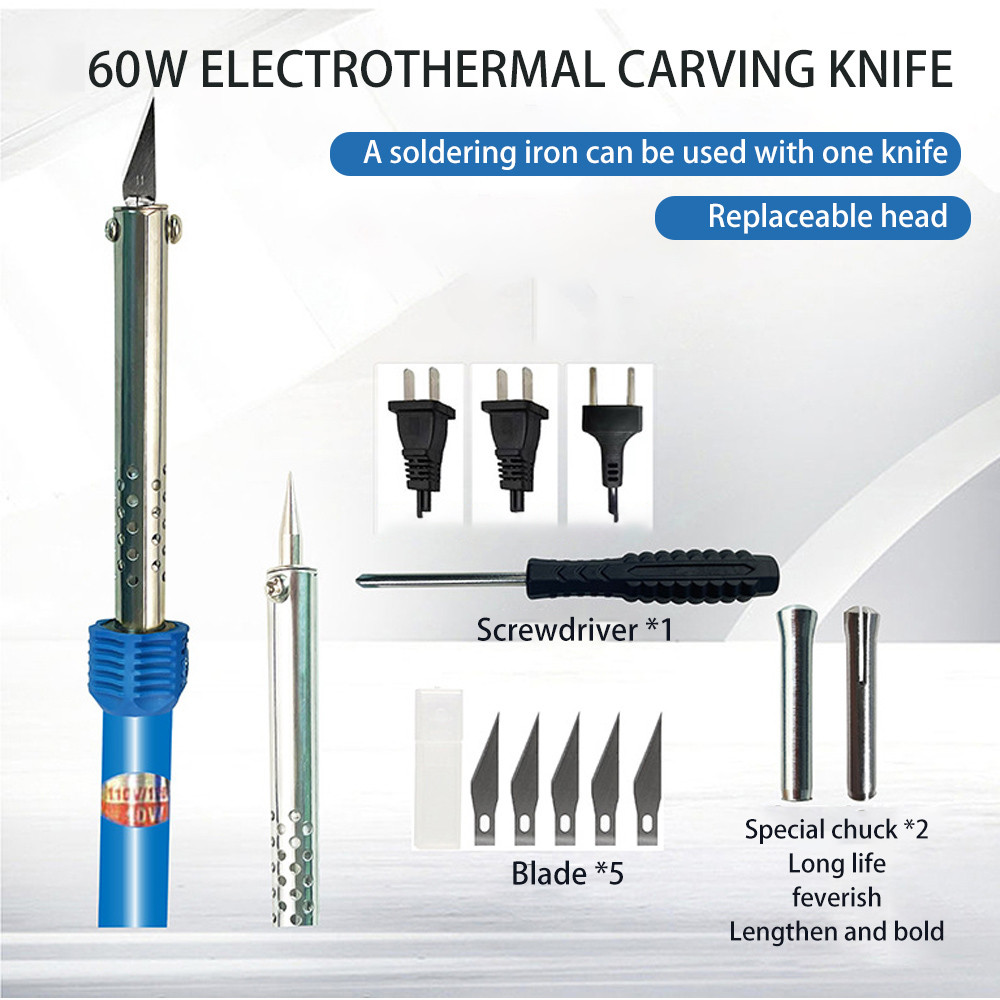 

9Pcs/set Electric Hot Knife Cutter Tool Kit with Soldering Iron for Carving Multipurpose Plastic Vinyl US/EU Plug