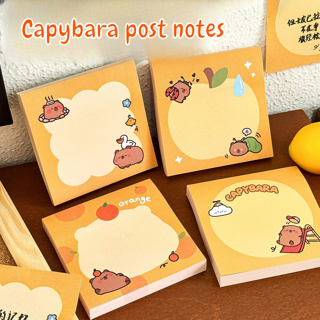 

4Pcs/Lot Cute Capybara Sticky Notes 50Sheets Cartoon Message Note Writing Memo Pads Student School Office Stationery