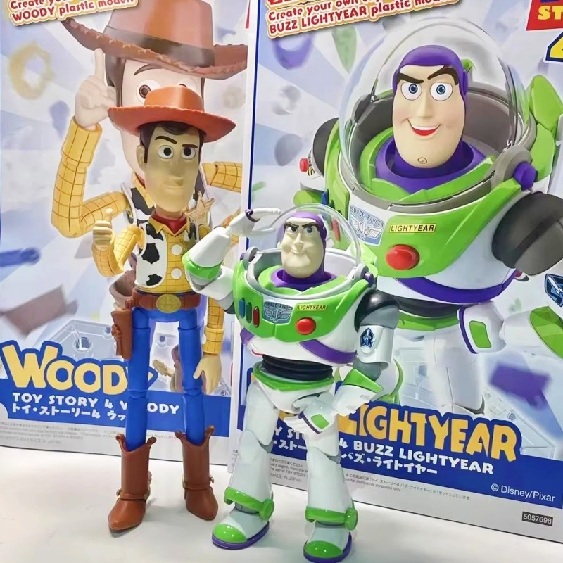 Original Bandai Cinema-rise Toy Story Woody Buzz Lightyear Action Figure Assembly Kit Figurine Model