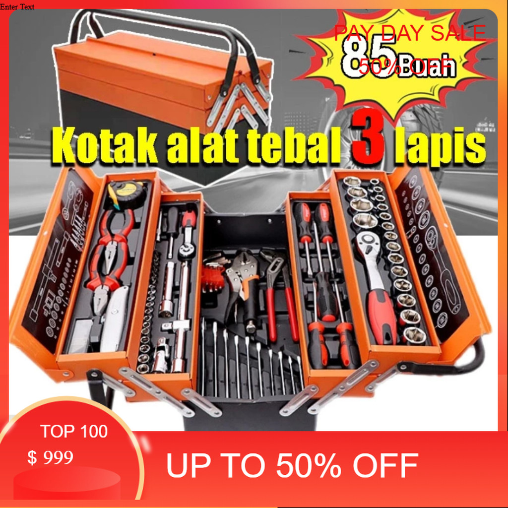 Tool Kit 85 Pcs Kunci Sok Set Pekerjaan Mobil Tool Box Set Set Alat Bengkel Tool Kit