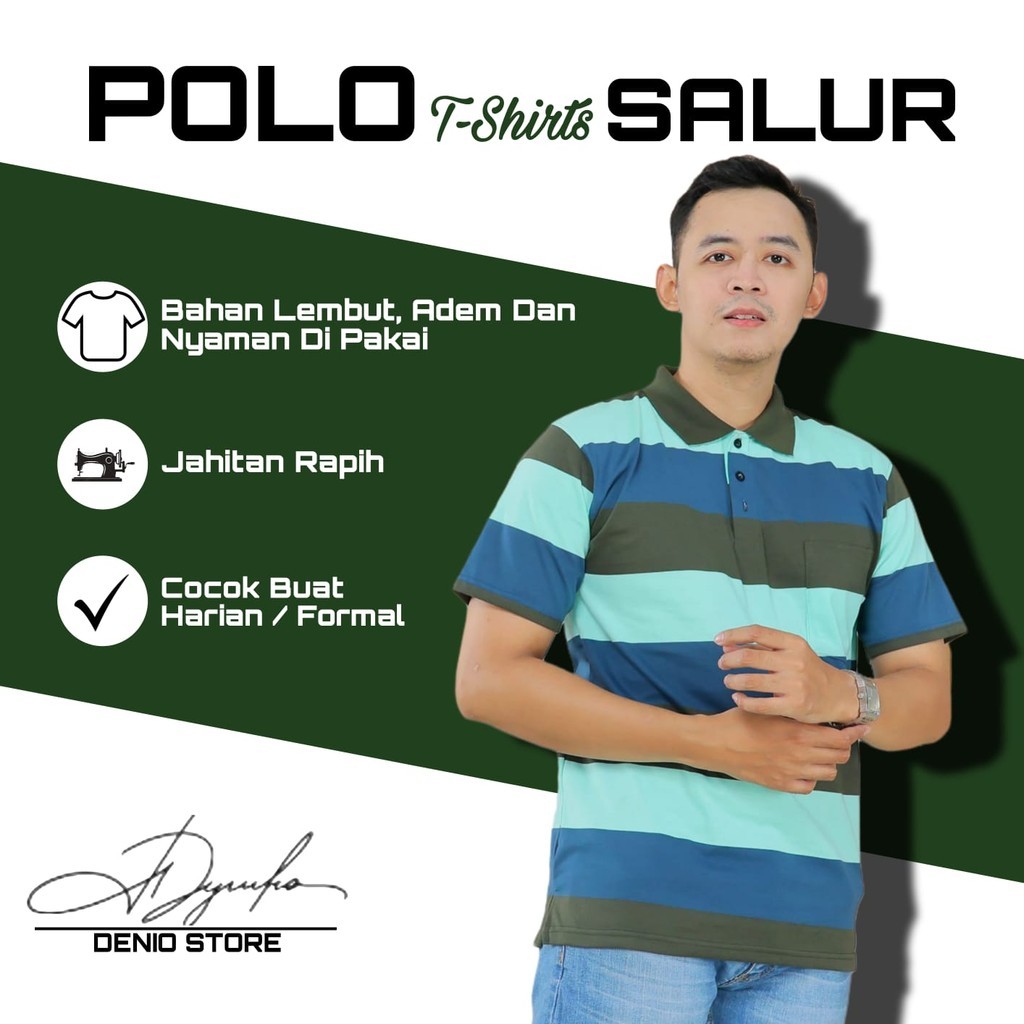 Kaos Kerah Salur Pria Dewasa Ukuran M L XL XXL - Motif Garis Garis AFADA - Baju Pria Dewasa Original