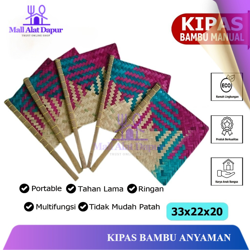 Kipas Bambu Anyaman Kipas Sate manual Kipas Bambu Warna Anyaman Kipas Tangan