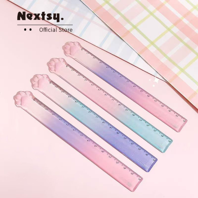 

Nextsy Penggaris Kaki Kucing Lucu Penggaris Transparan Warna Gradien 15cm Alat Tulis Siswa