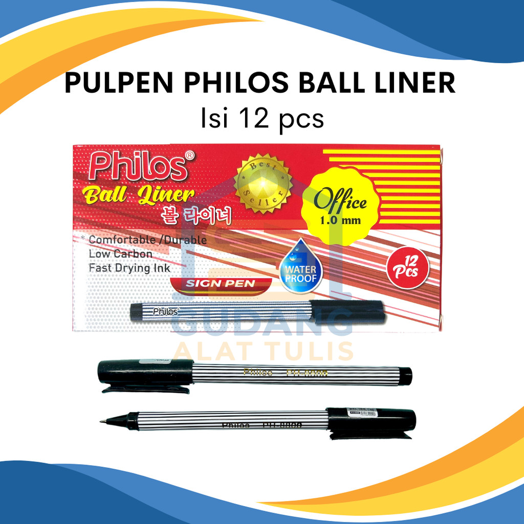 

PULPEN PHILOS BALL LINER 1.0MM TINTA HITAM PER BOX ISI 12PCS