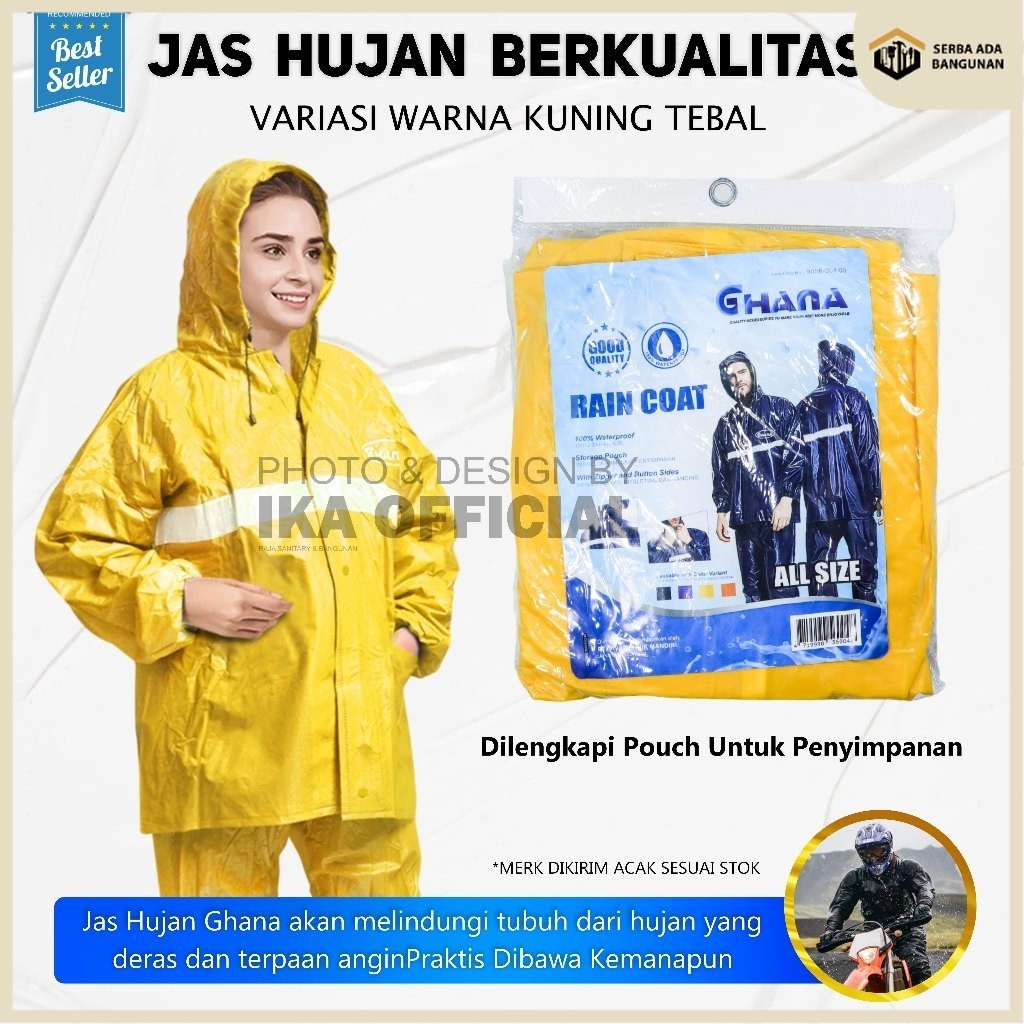SAB Jas Hujan Serbaguna GHANA / All Size / Jas Hujan Jumbo GHANA Jas Hujan Baju Celana Warna PVC - R