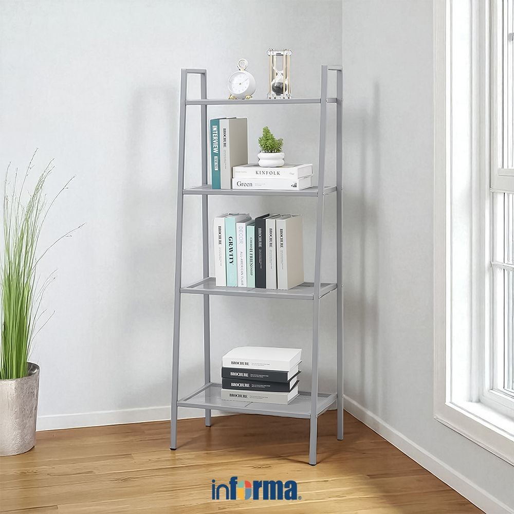 Informa Libie Rak Besi 4 Tingkat - Abu-Abu Storage Rack Metal Tempat Penyimpanan Serbaguna Rak Pajan