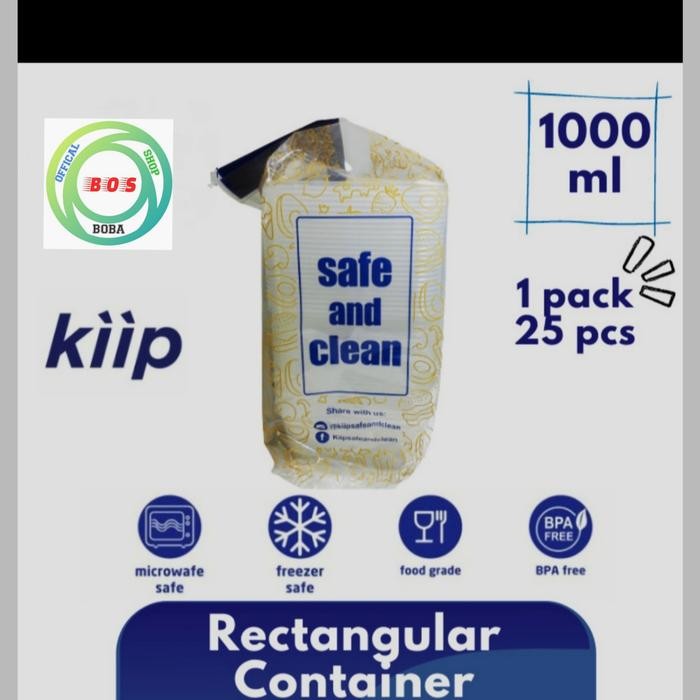 Thinwall 1000ML Food Container Kotak Persegi/Kotak makan / Kotak Bekal - kiip