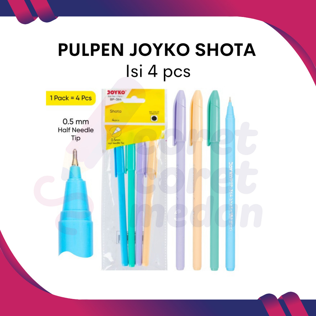 

PULPEN JOYKO BP-364 SHOTA 0.5MM PER PACK ISI 4 PCS