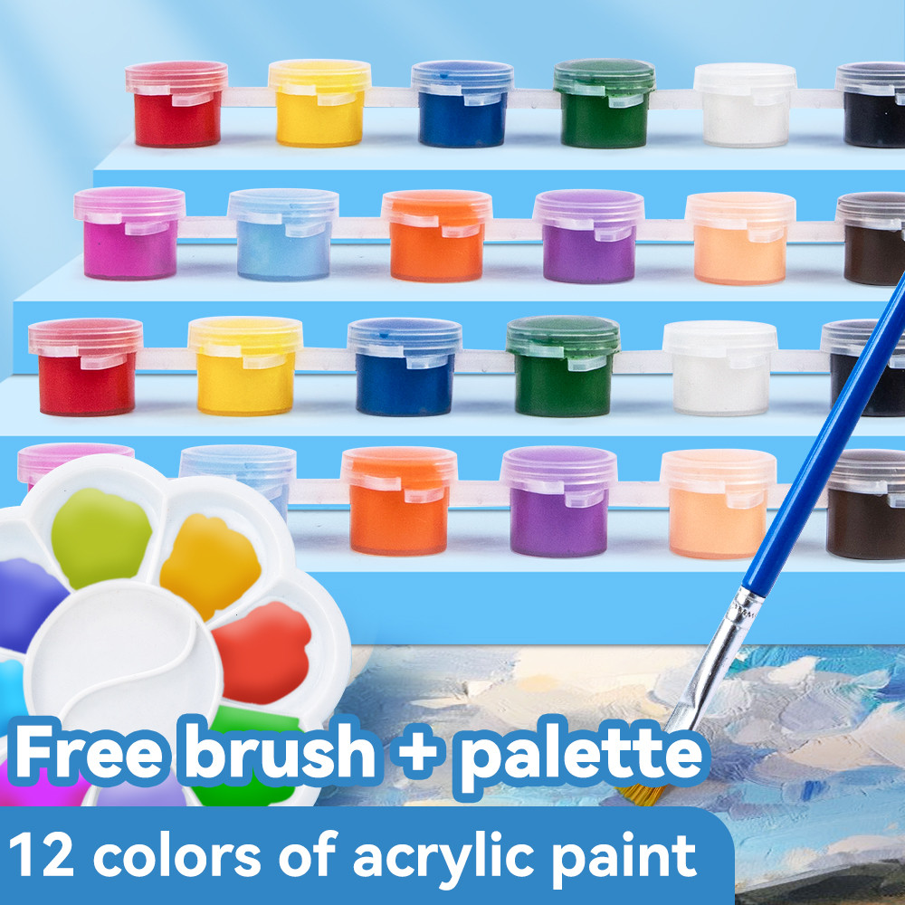 

Small Box Acrylic Painting Pigment Paint Brush Set Eco-Friendly for Shoes Stone Glass Wood Fabric Kids Art Craft Painting Tool