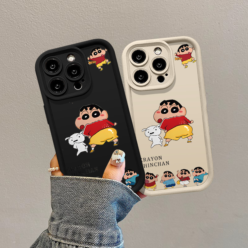 Crayon Shinchan Casing Untuk IPhone 16 11 15 13 14 12 Pro Max 7Plus 8Plus SE 2020 XR X XS Max 16 7 8
