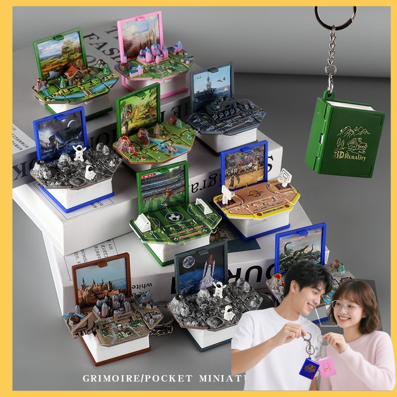 Buku Pop-up Lipat Buku Pop-up Dinosaurus Mini Buku Pop-up Mainan Edukatif Anak Gantungan Kunci