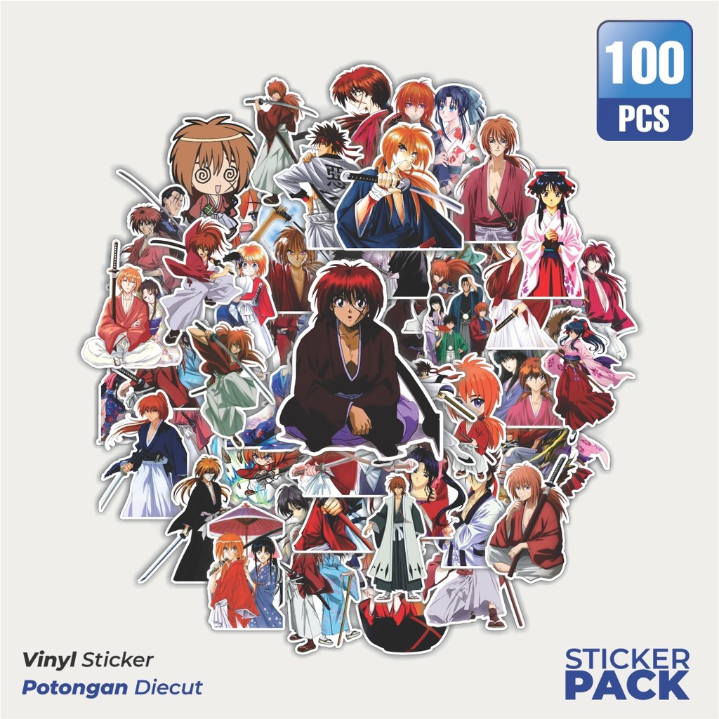 

Super Hemat! 100 PCS Stiker Anime Roruni Kenshin Samurai X Waterproof Aesthetic- Untuk Laptop, Motor, dan Helm - Paper Stationery Pack