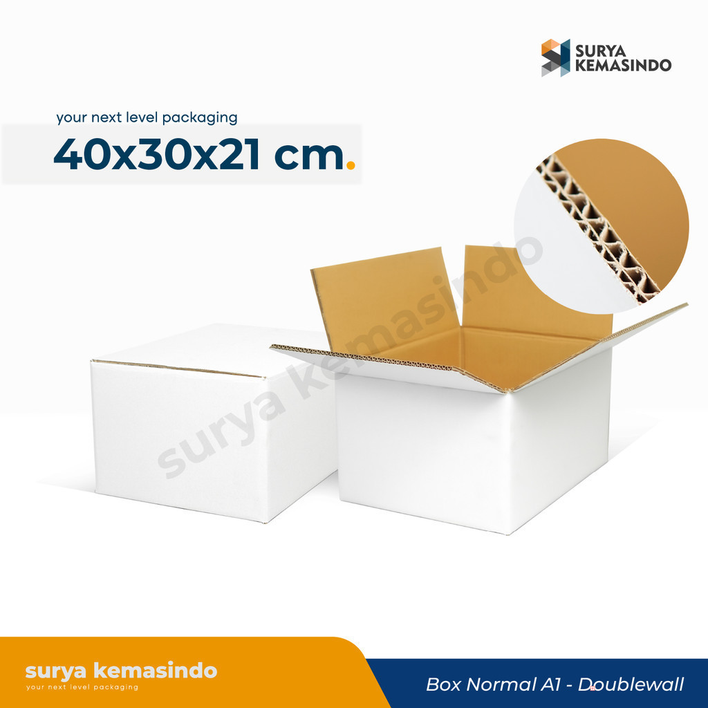

Box Double Wall 40x30x21 cm. (ANJM) BoxNormal/Amdk/Kotak/Packing/Kardus/A1/tinggi21
