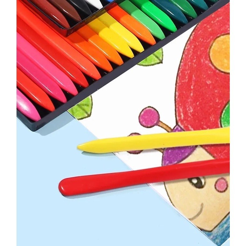 

Krayon Plastik Tangan Bebas Kotor 12/24/36 PCS Pensil Warna Grafiti Anak-anak Pena Lukis Alat Tulis