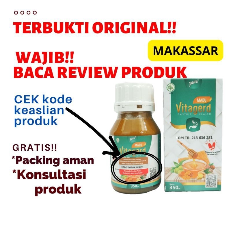 VITAGERD obat herbal madu asam lambung gerd gelisah cemas mual maag sesak nafas dada panas gelisah c