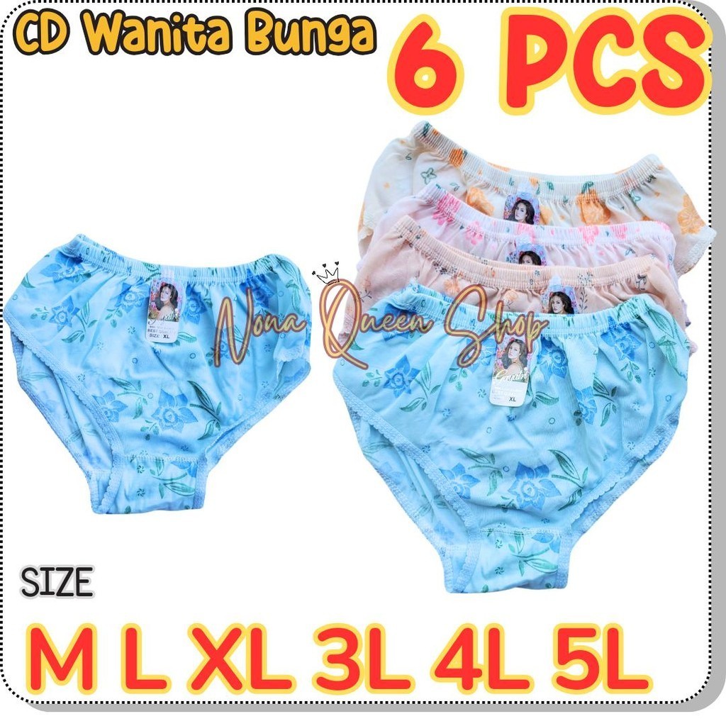 6 PCS CELANA DALAM WANITA MOTIF BUNGA  CANTIK CD Wanita Murah