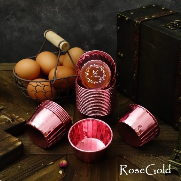 

[[ K23 - BEST SELLER Chefio Kertas Cupcake / Muffin Paper Cup Case Gold Aluminium Foil - RoseGold ]]