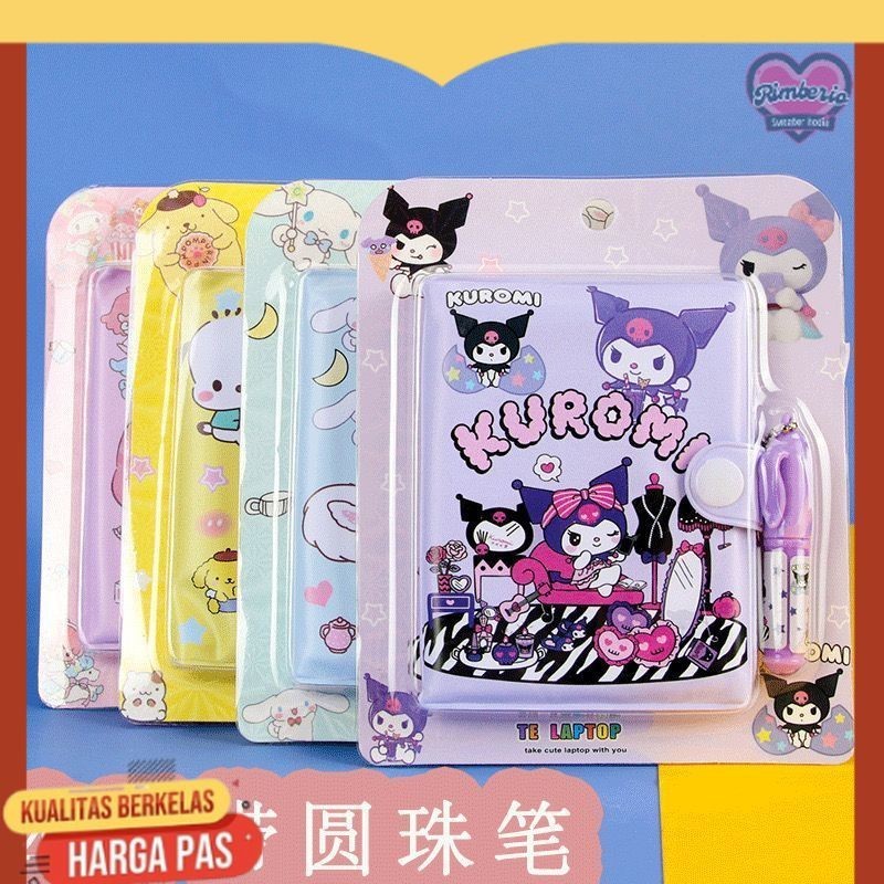 

Notebook Mini + Pen Anak Motif Sanrio Paket Buku Notebook Mini 2 in 1 Lucu Motif Kuromi Cinnamoroll Melody