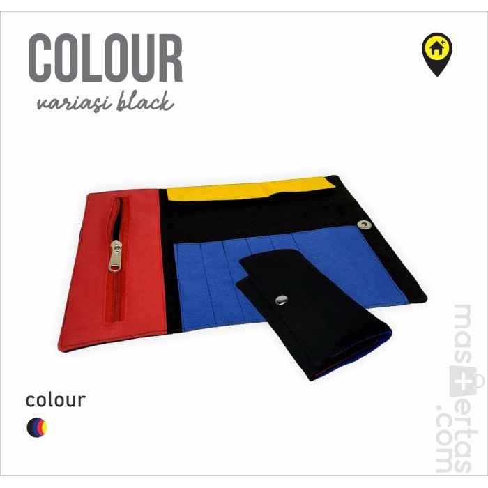 

promo ✨ -tempat pensil bisa gulung / lipat kanvas, custom logo sekolah /company - Hitam variasi