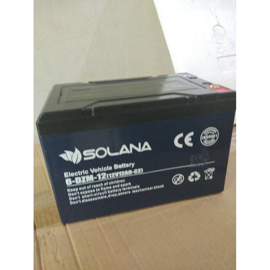 Aki Baterai Solana Sepeda Listrik EVB 6DZM12 12v 12ah 12 V 12 AH