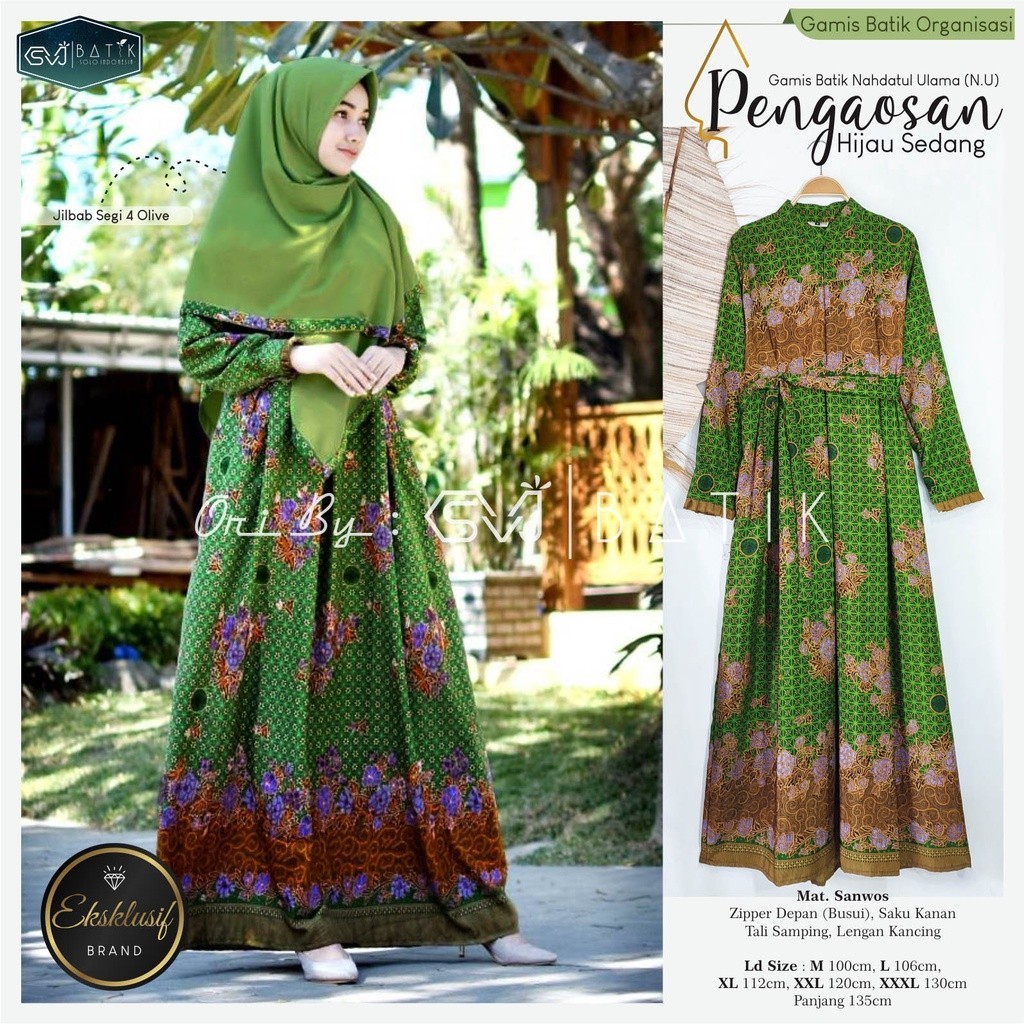 BAGASKARA - GAMIS MUSLIMAT NU TERBARU ORIGINAL JUMBO SEMI SUTRA SANWOS BAJU PENGAJIAN BATIK MUSLIMAH