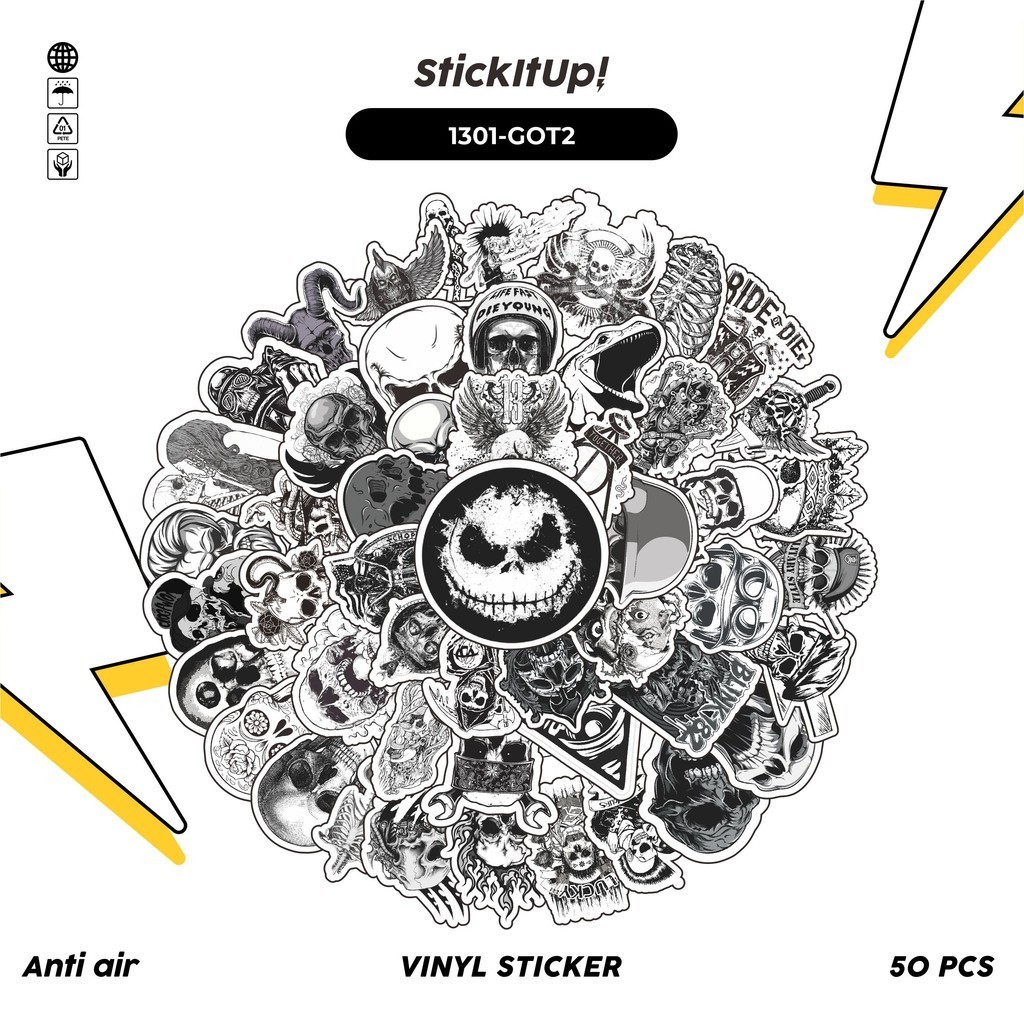 

COD✨ 100 Pcs Stiker Pack Punk Gothic Art v2 Lucu Aesthetic Vynil Waterproof untuk Freebies Sticker Buku Journal Casing HP Laptop