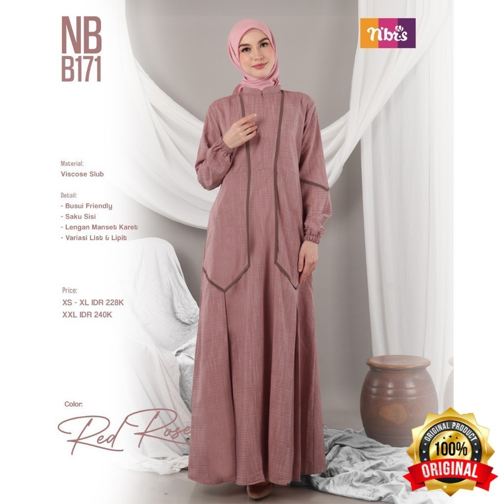 NNT - Nibras NB B171 Gamis Wanita Terbaru Muslimah Dress Polos Jubah Syari Original