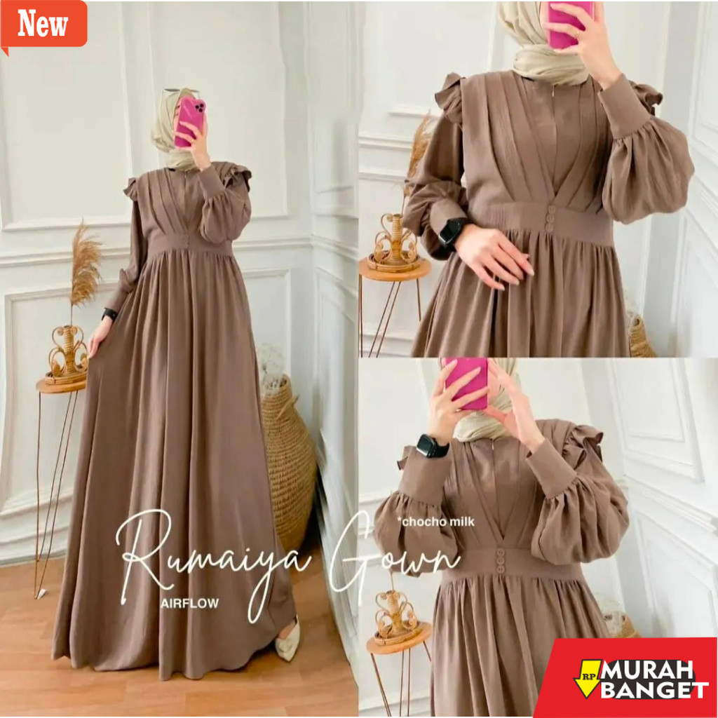 gamis kekinian tahun 2024 gamis crinkle terbaru 2024//rumaiya dress crinkle//gamis crinkle busui jum
