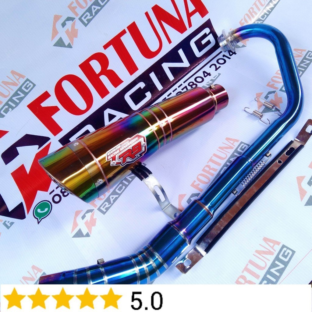 Knalpot racing R9 H2 pelangi Bluemoon for Vxion CB CBR SATRIA FU Byson GSX Sonic Supra GTR
