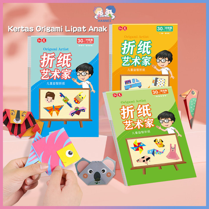Hannei Mainan Melipat Kertas Origami Anak Buku Origami Mainan Edukasi Anak