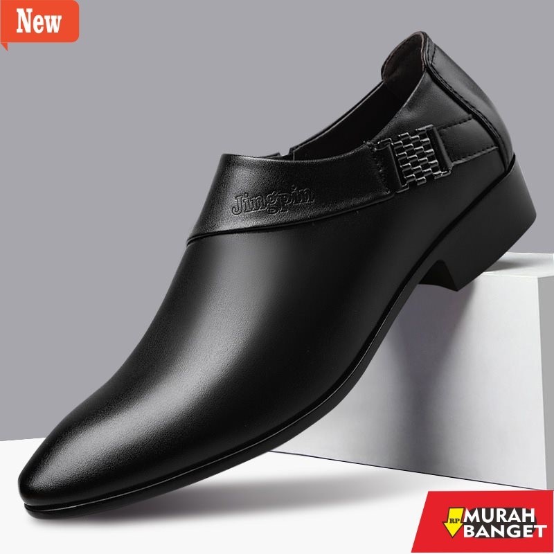 Sepatu kerja pria yg viral- Sepatu Pantofel Pria Pantofel Tanpa Tali Hitam Pria Sepatu Fantofel Kerj